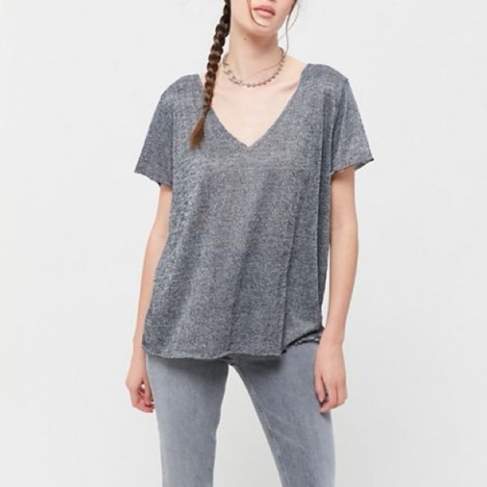 Project Social T Textured-Knit V-Neck Tee